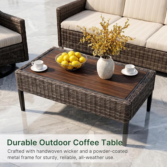 Wicker Patio Conversation Set, Outdoor Patio Chair Set with Deep Seating, Wide Armrests & Thick Cushions, All-Weather Outdoor Furniture Set for Patio, Porch, Deck & Backyard
