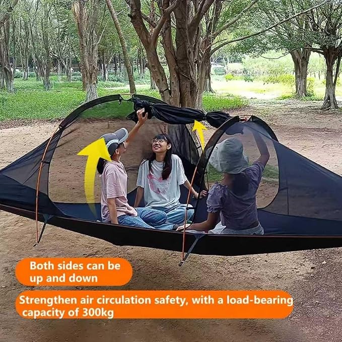 OVARIA Outdoor Camping Hammock Tent, Large Triangle Hammocks for 1-3 Persons-Portable Camping Mosquito Net for Outside, Hiking Travel(Camouflage)