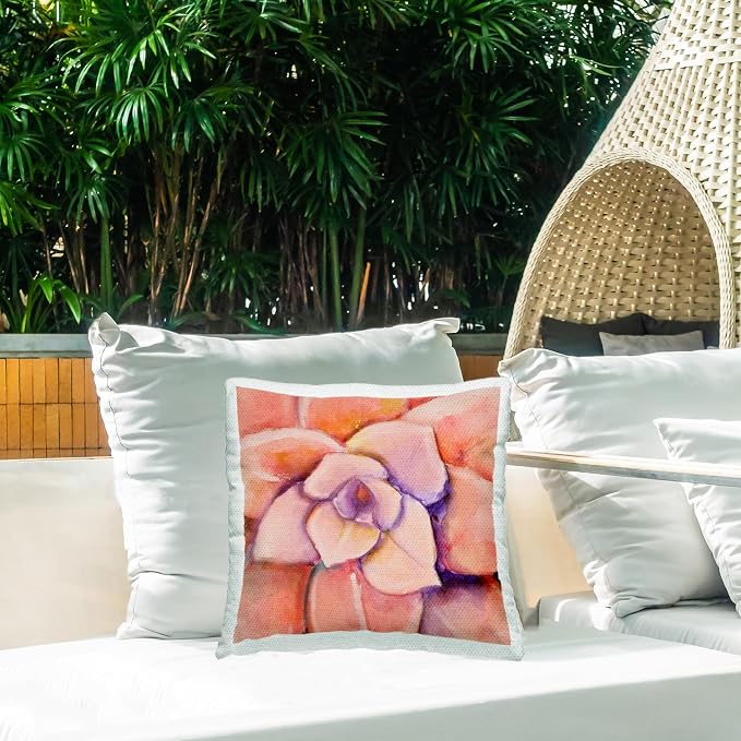 Stupell Industries | Peach Succulent Plant Leaves, 18 x 18 | Outdoor Pillow, Made in USA - By Patricia Pinto