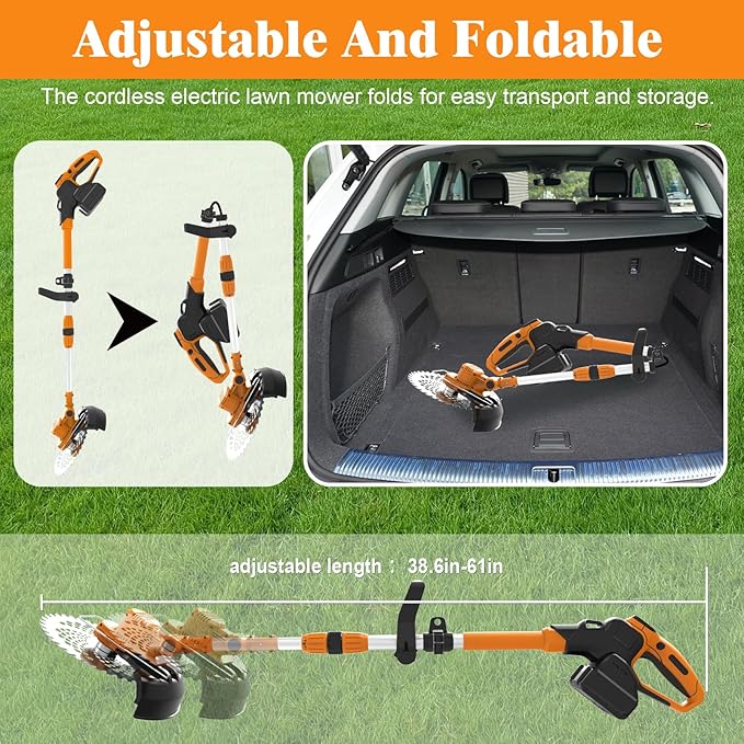 Electric Weed Wacker, Cordless Weed Eater Battery Powered, 5-in-1 String Trimmer Weedeater, 750W Brushless Motor, 2 x 4.0Ah Batteries & Charger, Grass Trimmer/Brush Cutter for Garden Lawn(Orange)