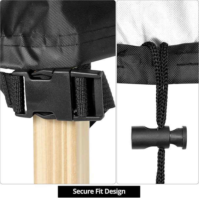 QWORK Patio Chair Covers, 2 Pack Waterproof High Back Chair Covers, 4-6 Stackable Outdoor Chair Covers, Black