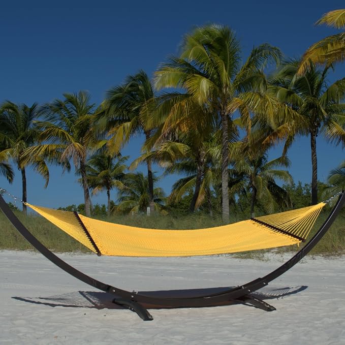 Double Caribbean Hammock - Soft-Spun Polyester - 48 inch (Yellow)
