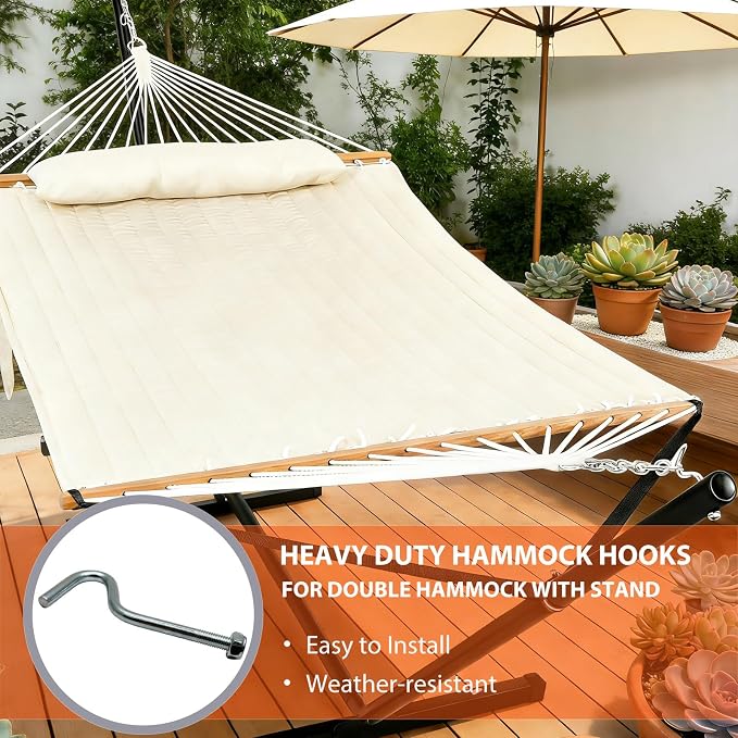 Hammock Hooks Replacement for Double Hammock with Stand - Galvanized Steel Diameter 0.3 Inch x 4.25 Inch,450 Lbs Max (2 Pack)