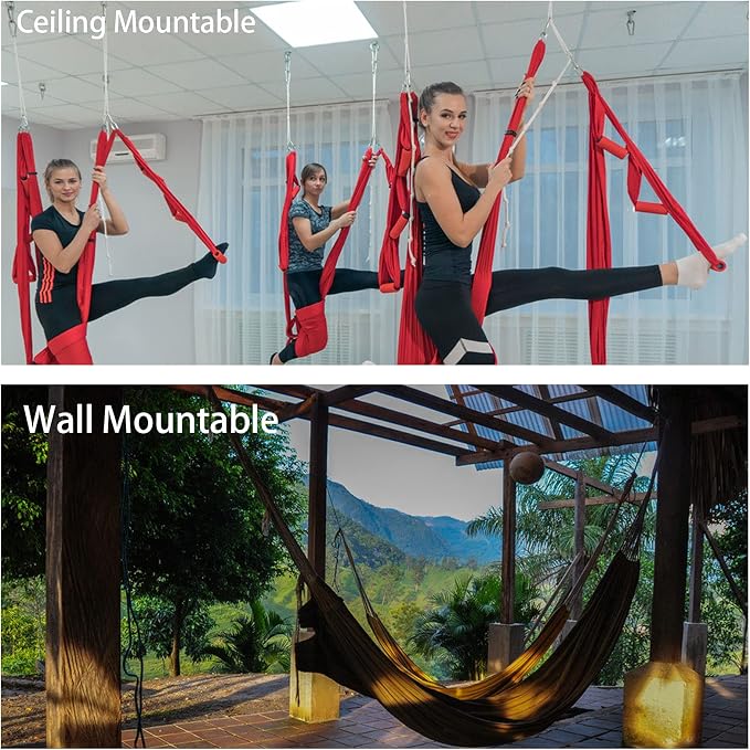 ABuff 1100 lb Heavy Duty Hammocks Hooks, 2 Pcs M8 Yoga & Brazilian Hammock Hanging Kit for Hammock Stands, Ceiling Hook for Hammocks Hanging Kit, Swing Hanging, Wall/Ceiling Mount, Indoor & Outdoor