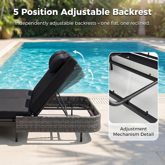 NICESOUL 13 Piece Outdoor Sectional w/Fire Pit Table, Luxury Modular Patio Furniture Set w/Chaise Lounge, Plus 29.3'' High-Back Seating Sofa, All-Weather Deck Couch for Poolside, Yard, Grey & Black