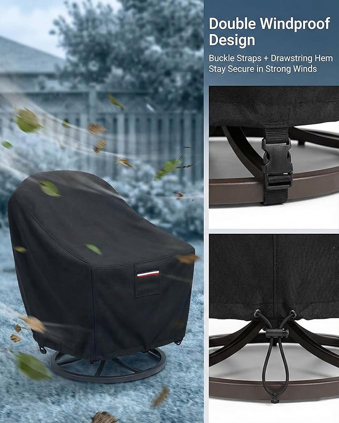 3-Piece Patio Bistro Furniture Cover Set, Heavy-Duty 600D Waterproof Outdoor Furniture Covers, UV Resistant, Designed for Everyday Outdoor Use on Patio, Deck & Backyard, Black