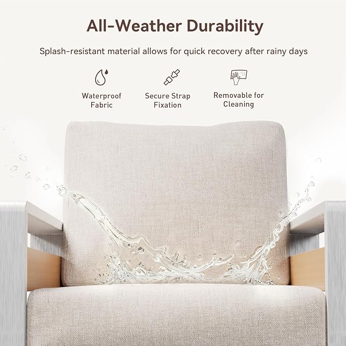 Aoxun Aluminum Patio Furniture Set, 5 Seats Luxury Metal Patio Conversation Sets with Coffee Table, 6'' Thick Cushions and 3-Seat Sofa, Sectional Outdoor Furniture Set for Backyard/Poolside, Beige