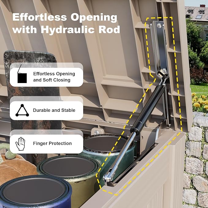 PatioZen 180 Gallon Deck Boxes Outdoor Waterproof, Weatherproof Outdoor Storage Boxes Lockable for Patio Furniture, Pool Supplies,Garden Tools(Grey)