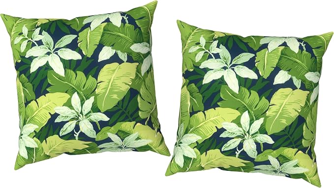 Outdoor Pillow Covers Waterproof 20x20 Inch Set of 2 Jungle Leaves Decorative Outside Patio Furniture Cushion Cases Decor for Porch Garden