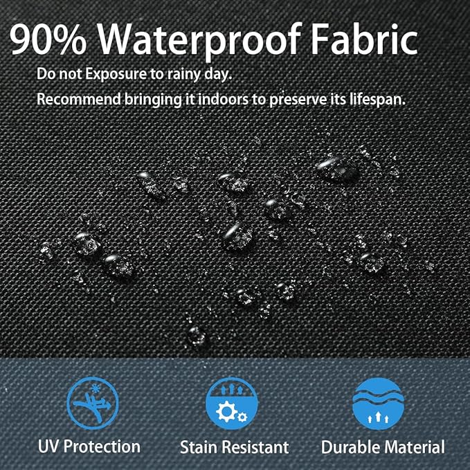 FUNHOME Outdoor Cushion Covers 20 x 20 x 4 inch,Set of 2,Non-Slip Grips Bottom,Replacement Cushion Covers for Garden Patio Furniture Couch Chair,Fade-Resistant Slipcover Only,No Insert(Black)
