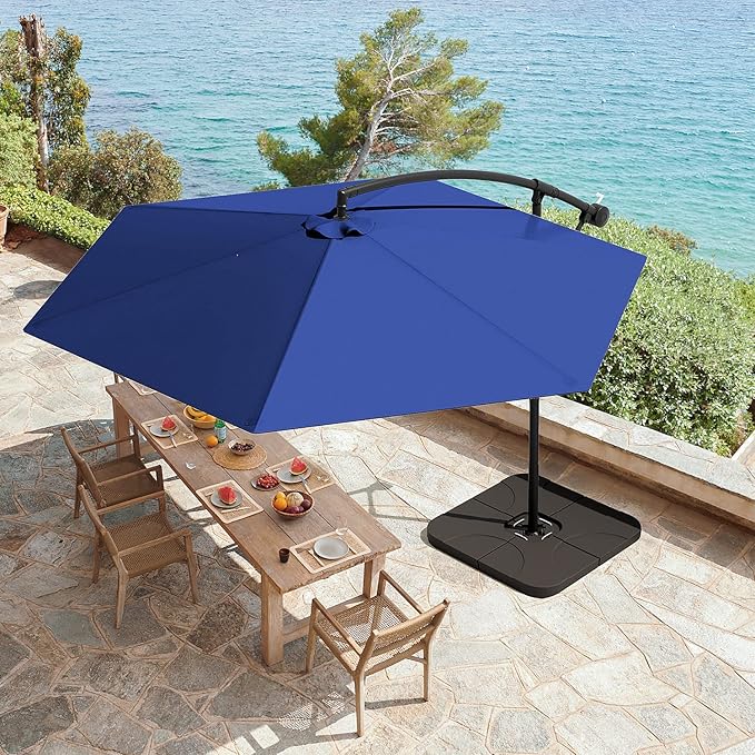 Greesum 9FT Patio Umbrella, Outdoor Table Umbrella with Push Button Tilt, Crank and 8 Sturdy Ribs for Garden, Lawn, Backyard & Pool