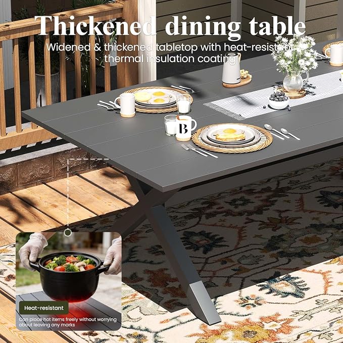 LayinSun Outdoor Dining Set for 4, 5 Pieces Patio Furniture Sets with Aluminum Dining Table and Rope Weave Chairs