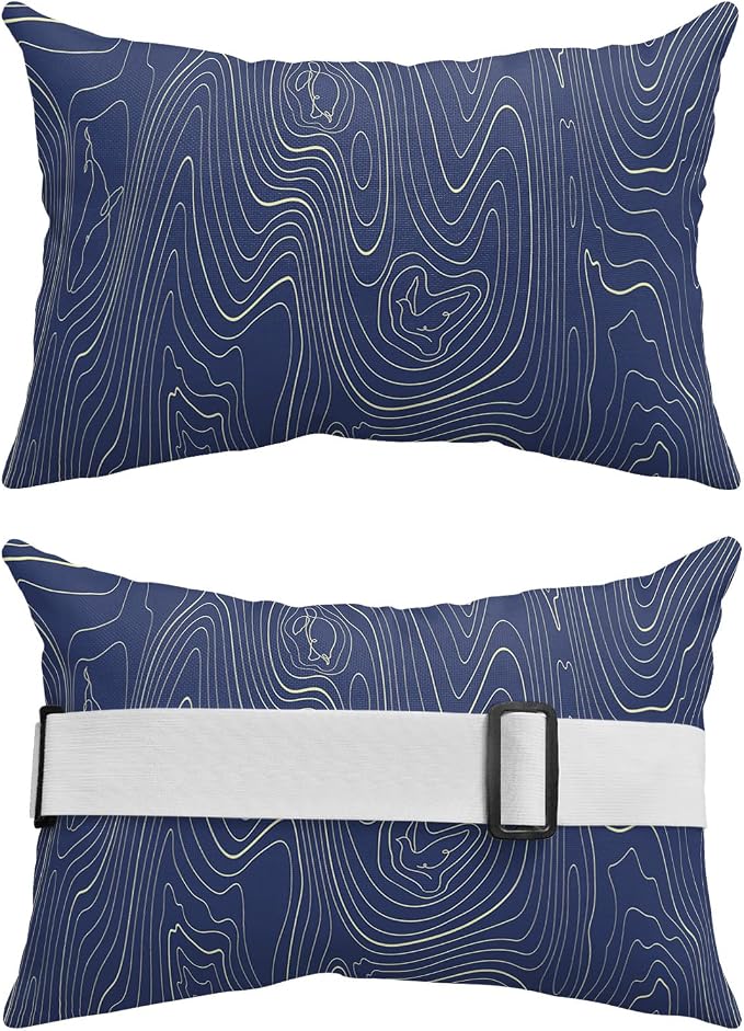 Outdoor Pillows Covers with Inserts Abstract Style Purple Simple Line Mountain Range Waterproof Pillow with Adjustable Strap Throw Pillows for Patio Furniture Recliner Lounge Chair, 11x16 inch, 2PCS