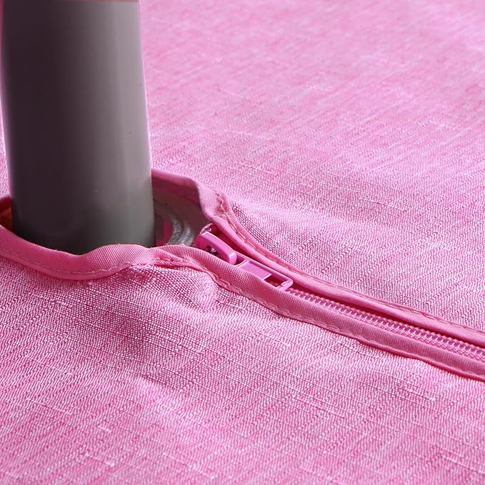Outdoor Tablecloth Wrinkle-Free Stain Resistant Waterproof Polyester Fabric Table Cover with Zipper Umbrella Hole for Picnic/Party/Dinner/Patio Garden(60inch Round,Zippered,Pink)