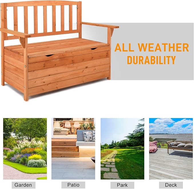 44" Outdoor Storage Bench Deck Box, Entryway Storage Bench Portable for Patio Garden Balcony Yard, Outdoor Storage Deck Box,Storage Bench Deck Box for Patio Furniture,Outside Storage Box Bench Chair