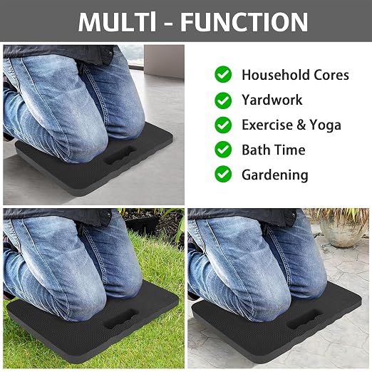 HOOPLE Kneeling Pad for Gardening, Lightweight Foam Knee Cushion for Garden, Bath, Yoga & Exercise, Waterproof Comfort Kneeling Mat for Home, Garage & Outdoor Work, Black 14.6 x 11.5 x 0.7 Inch