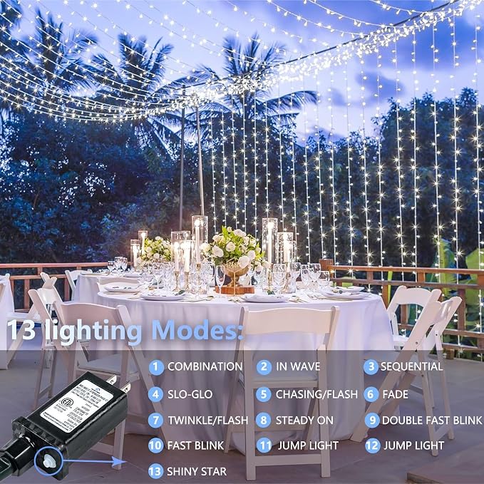 100 LED Connectable String Lights, 33FT Christmas Lights Outdoor Indoor | Cool White, 13 Modes, Timer, Clear Wire Waterproof Twinkle Fairy Lights Plug in for Bedroom Classroom Patio Xmas Tree Decor