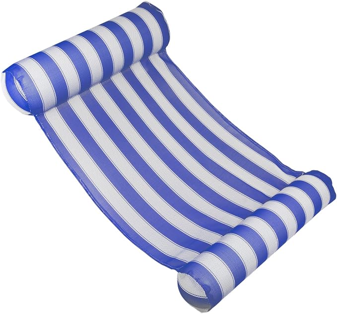 Poolmaster Water Hammock Inflatable Pool Floats for Adults, 4-in-1 Hammock, Saddle, Lounge or Drifter with Quick-Dry Mesh Fabric, 12-Gauge Vinyl Support, Blue