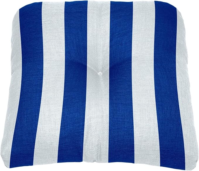 BrylaneHome Bh Outdoor Performance Tufted Wicker Chair Cushion - Bright Cobalt Cabana