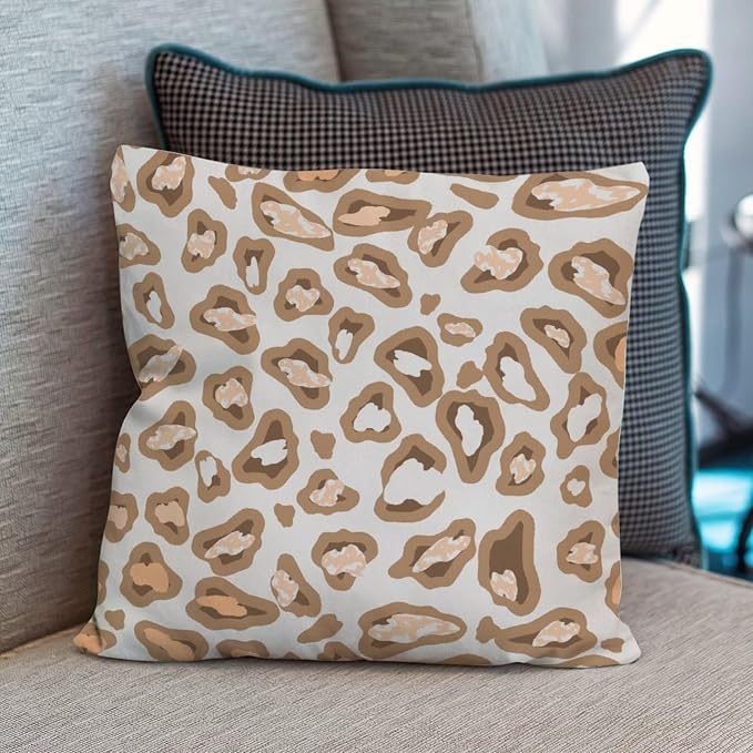 Throw Pillow Covers Chinoiserie Cheetah Print Pillows Retro Light Brown and Light Gray Pillow Cover Accent Outdoor Waterproof Decorative Pillow Cover for Patio Garden Couch Tent 26x26 in