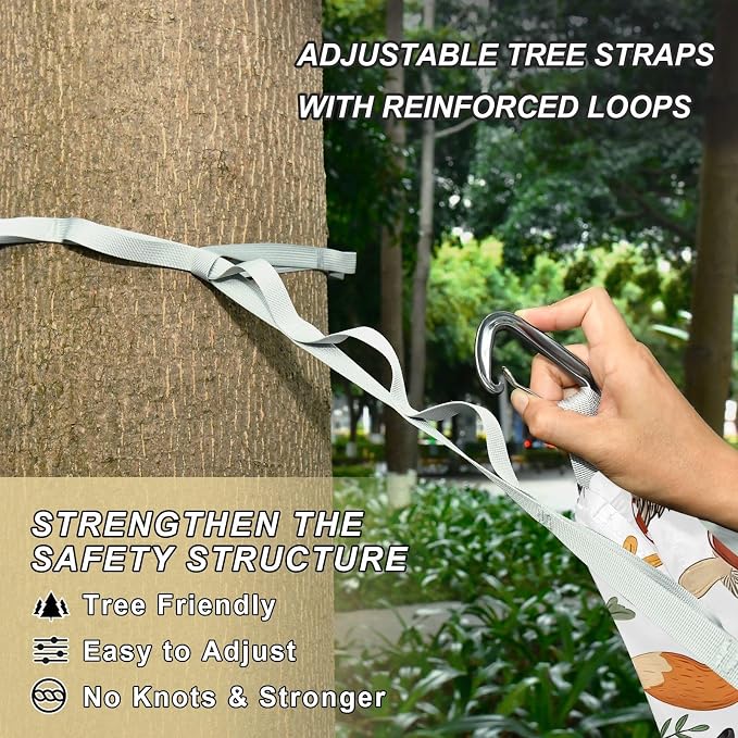 Camping Hammock Outdoor Hammocks for Outside Hedgehog Fox Mushrooms Beach Trees Portable Lightweight with Pockets Tree Straps Indoor