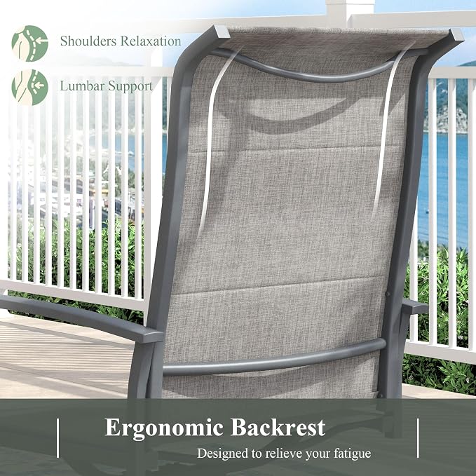 Outdoor Dining Set for 8, 63" Outdoor Dining Table with Umbrella Hole and Padded Textilene Patio Swivel Chairs, 9 Pieces Patio Table and Chairs Set for Garden Backyard, Grey