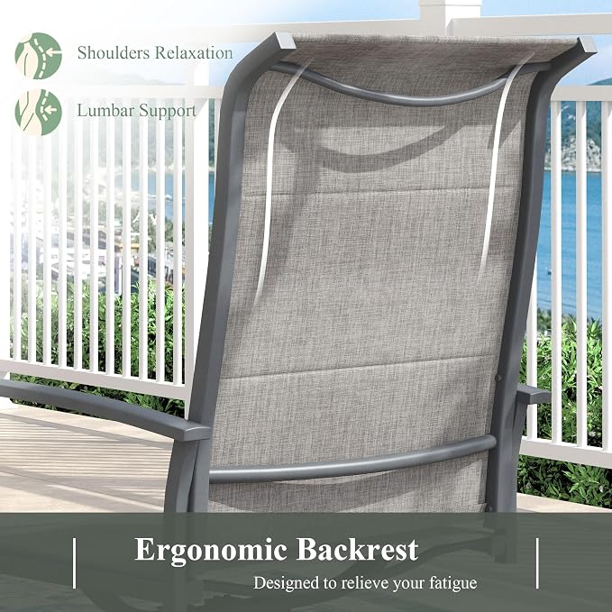 Outdoor Dining Set for 8, 60.1" Outdoor Dining Table with Umbrella Hole and Padded Textilene Patio Swivel Chairs, 9 Pieces Patio Table and Chairs Set for Garden Backyard, Grey and Dark Grey