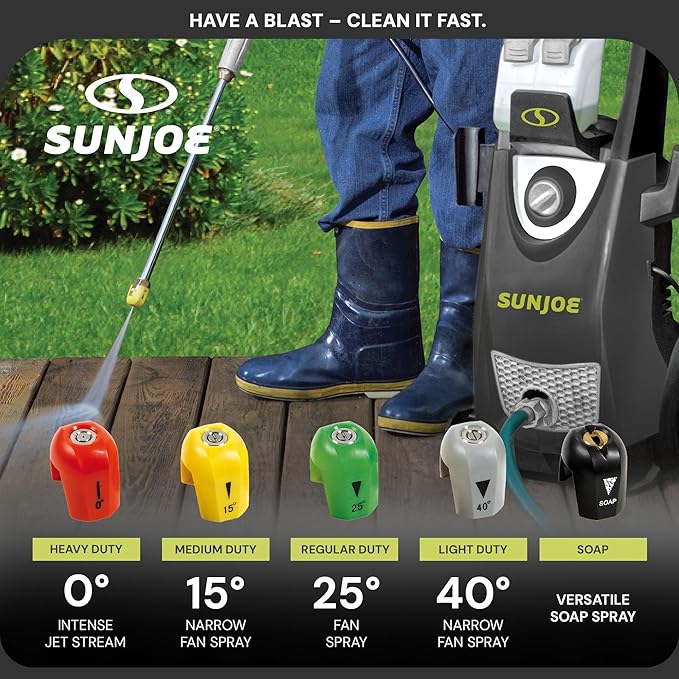 Sun Joe 10-Pack Quick-Connect Pressure Washer Spray Tips, Nozzle Attachment Set with 0,15, 25, 40 Degree & Soap Tip - Portable Power Attachments and Accessories for SPX Washing Machines, SPX3000-TPS