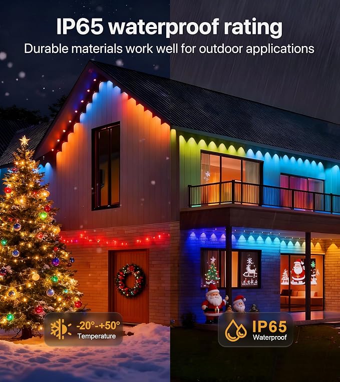 Permanent Outdoor Lights, 100FT RGB+IC Eave Lights, Music Mode | Permanent Outdoor Lights with App & Remote Control, 72+ Preset Scenes, Timer, and IP65 Protection for Homes, Yard