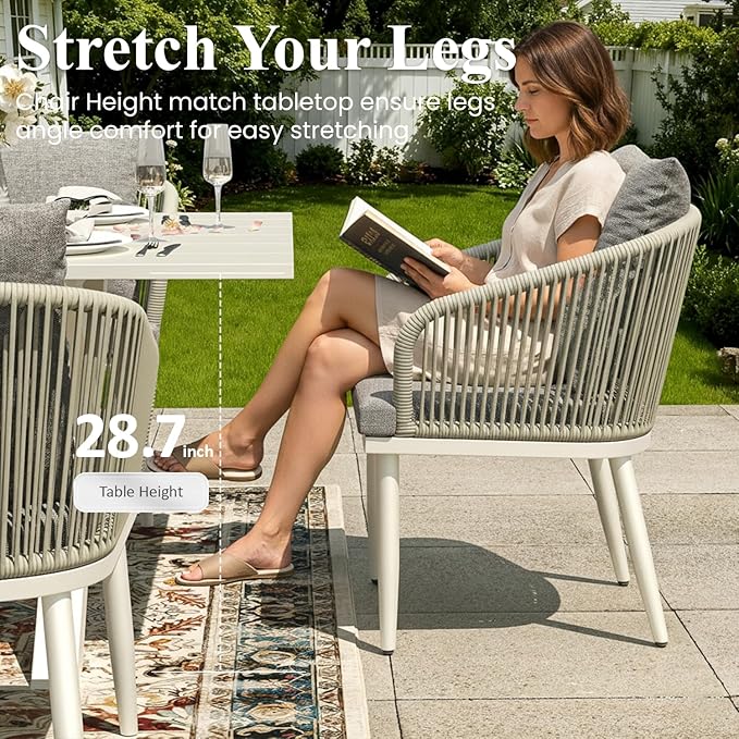 LayinSun 9 Pieces Outdoor Patio Dining Set, Aluminium Rectangular Dining Table and Wicker Rattan Chairs Set for Outside Backyard, Poolside