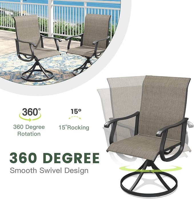 6 Pieces Outdoor Dining Set, Patio Table and Chairs Set with 51" Garden Bench for 6-7 People, 63" Outdoor Dining Table and Swivel Patio Chairs for Deck Backyard, Mixed Brown and Black
