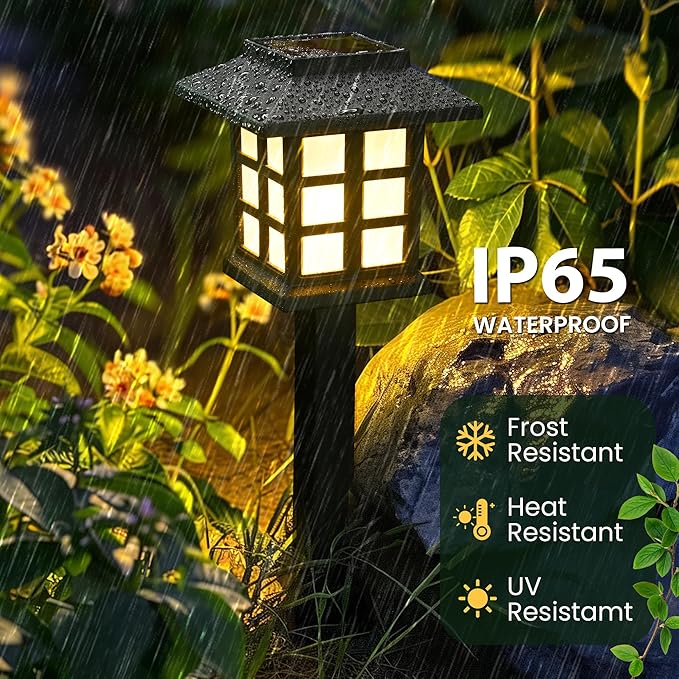 GIGALUMI Solar Outdoor Lights，8 Pack LED Solar Lights Outdoor Waterproof, Solar Walkway Lights Maintain 10 Hours of Lighting for Your Garden, Landscape, Path, Yard, Patio, Driveway