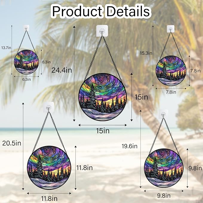 DASTOLL Stained Glass Window Hanging, Van Gogh Night Scene Sun Catchers Colorful Glass Panel Starry Sky Suncatcher Decor for Birthday for Women, Men, Wife, Aunt, and Mom 7.8 in