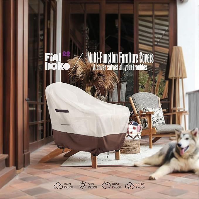 Outdoor Chair Covers, (30W x34D x38H inches)100% Waterproof Heavy Duty Patio Furniture Covers ,Outdoor Furniture Covers Waterproof for Patio Chair Covers,Beige&brown