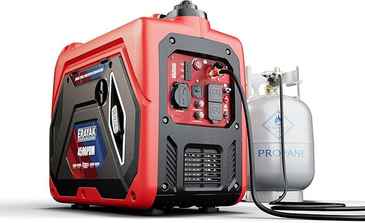 ERAYAK 4500W Dual-Fuel Portable Inverter Generator for Home Use, Camping Outdoor, 30A RV Ready, Auto Switch, Gas and Propane Powered, EPA, CO Sensor, Parallel Ready, Campact Design