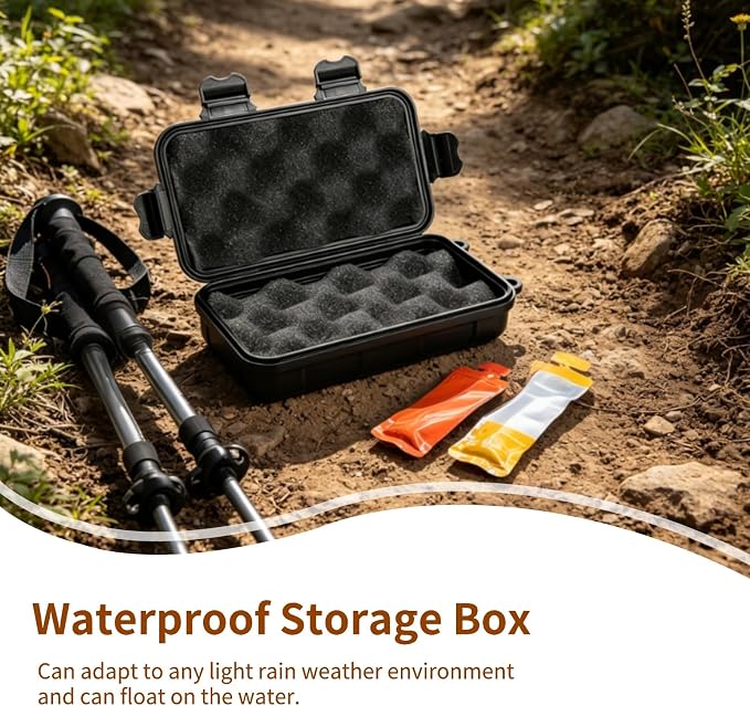 Cyrank Waterproof Storage Box,Shockproof Storage Container Outdoor Storage Box for Camping, Boating, Outdoor Survival 3 Colors 2 Sizes(Small-Black)