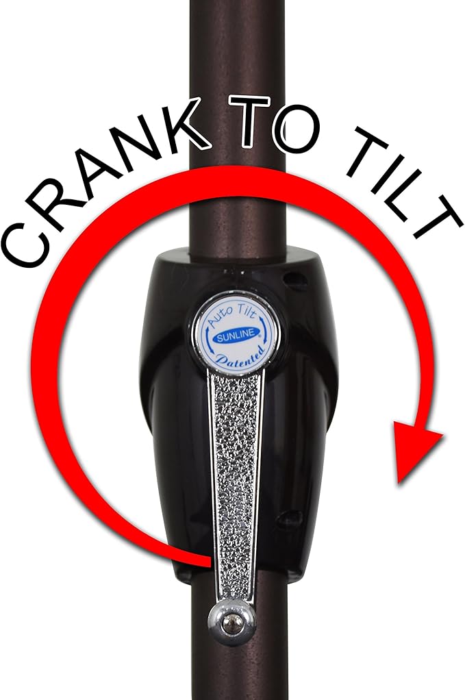 California Umbrella 7.5' Round Sunbrella Aluminum Outdoor Deck, Pool or Patio Umbrella, Crank Lift, Auto Tilt, Bronze Pole, Black