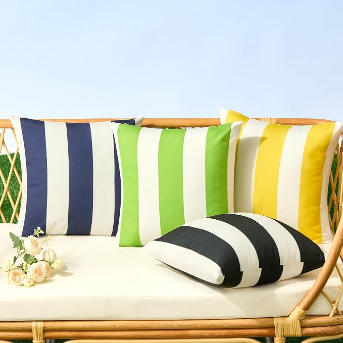 Allorry Outdoor Pillow Covers 20x20 Navy Blue Striped Outdoor Decor 007D20 | Striped Pillow Covers|for Spring Summer Outdoor Waterproof Garden Patio Furniture Sofa Bed Home Decor