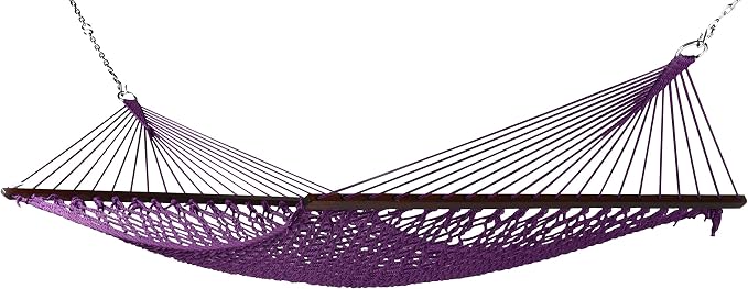 Jumbo Caribbean Rope Hammock and Metal Tri Beam Stand Mocha (Purple)
