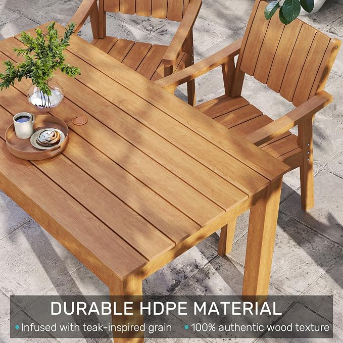 ZHUSI Outdoor Dining Set for 6 HIPS (Teak, 7 PCS)