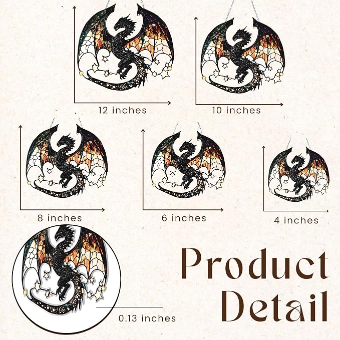 Celestial Dragon Acrylic Suncatcher, Boho Suncatchers for Window Hanging Ornament, Stained Glass Effect Art Garden Decor for Fantasy Lover, Gifts for Mother's Day, Mom, Grandma, Wife, Women, Nana