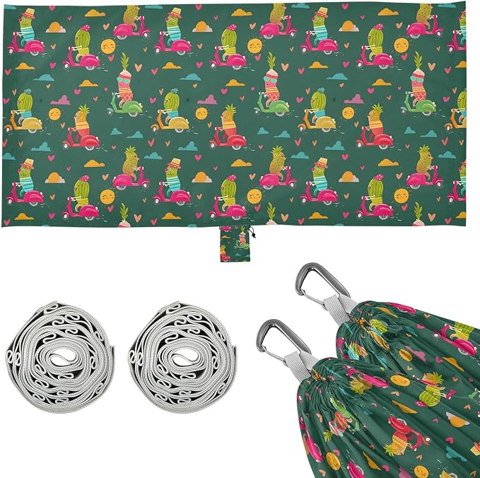 Camping Hammock Outdoor Hammocks for Outside Pineapple Cycling Cute Beach Trees Portable Lightweight with Pockets Tree Straps Indoor