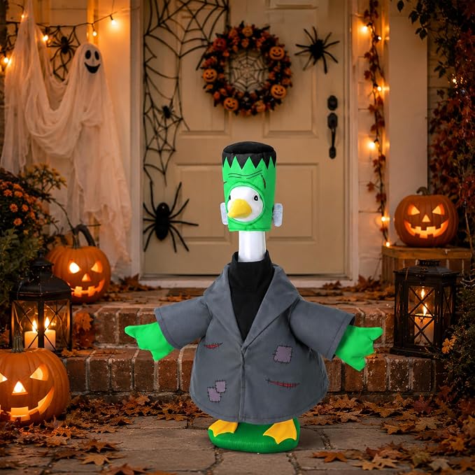 Watayo 2 Pcs/Set Halloween Monster Goose Outfits, Porch Goose Statue Monsters Costume, Grey Lawn Goose Monster Clothes with Hat for 23" Statue Halloween Fall Outdoor Patio Garden Yard Decor