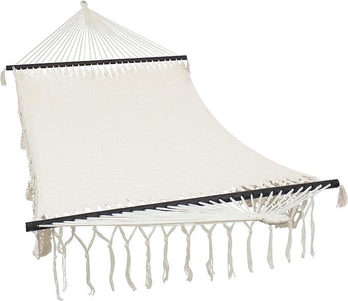 Sunnydaze Deluxe Handwoven American Style Cotton Hammock -770-Pound Weight Capacity - Natural