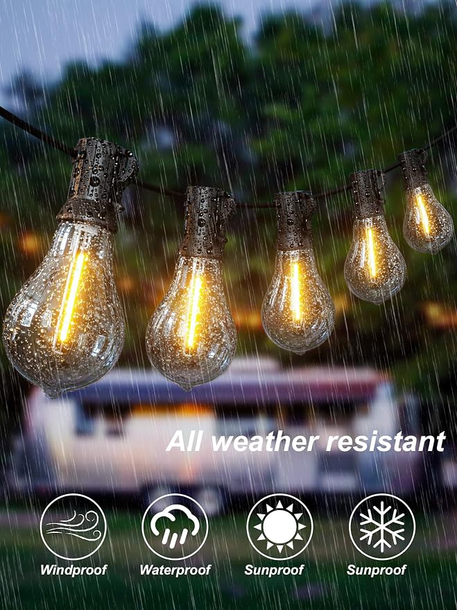 Outdoor String Lights 400FT Waterproof Patio Lights for Porch Backyard Yard | 2FT Bulbs Apart, 4x100FT Connectable Outside Lighting with 208 Shatterproof Dimmable Edison Bulbs for Garden Balcony Party