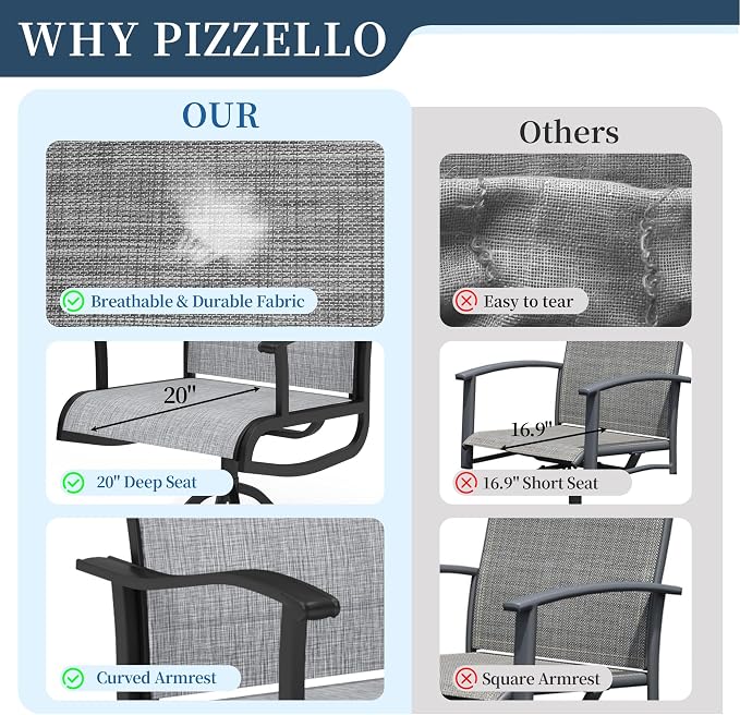 PIZZELLO 7 Pieces Patio Dining Set, 106" Extendable Aluminum Patio Dining Table w/ 6Pcs Textilene Swivel Patio Chairs, All-Weather Outdoor Table and Chairs Sets for Backyard, Garden and Deck