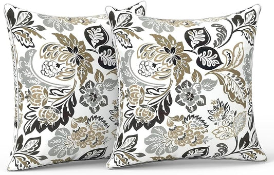 LVTXIII Outdoor Pillow Covers Set of 2, Patio Waterproof Throw Pillow Cases Fade Resistant Accent Pillow Covers for Spring Summer Garden Decoration, 18"x18", Dailey Tan