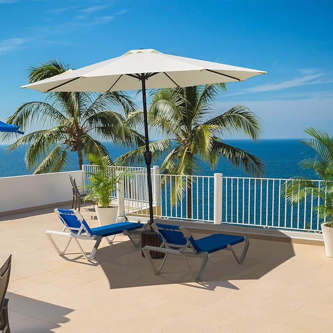 Simple Deluxe 9ft Outdoor Market Table Patio Umbrella with Button Tilt