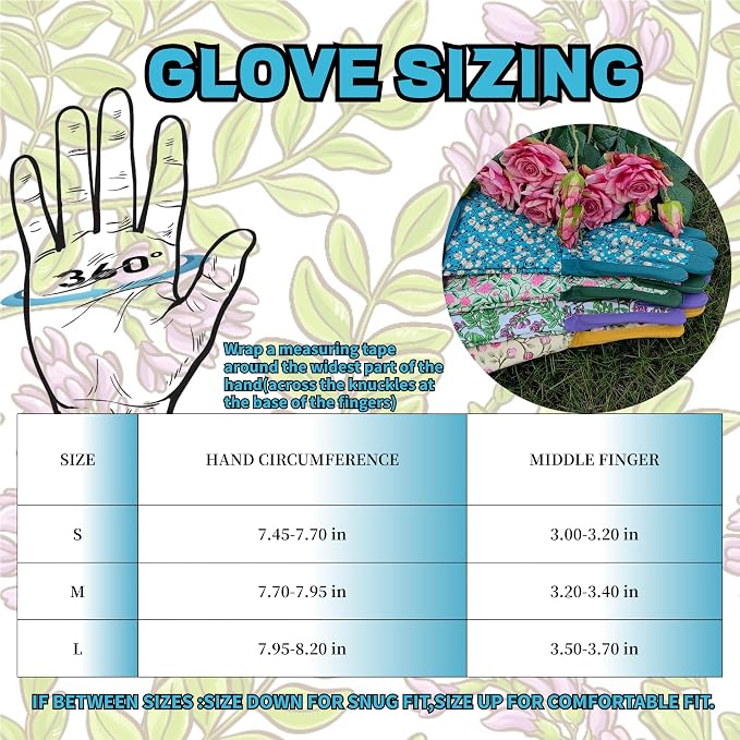 Thornproof Rose&Cactus Gardening Gloves,Gauntlet Garden Glove,Gifts | Canvas,Cute Floral Pattern,Leather Palm,Touchscreen,Durable Material,Garden Gift,Men&Women,Machine Washable,Adjustable Cuff