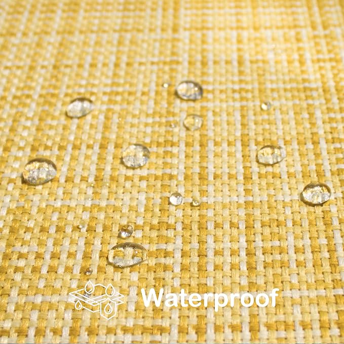 Kevin Textile Outdoor Waterproof 18x18 Inch Pillow Covers 2 Pack, Yellow | Water Resistant, Faux Linen Yarn-dyed, Woven Texture Throw Pillow Covers for Tent Patio Garden Couch Sofa